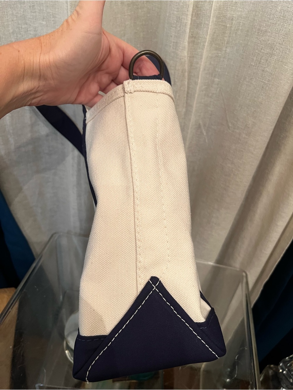 L.L. Bean 80th Anniversary 1944 Boat & Tote Navy Zipper Top Closure Inner Pocket - Picture 6 of 10